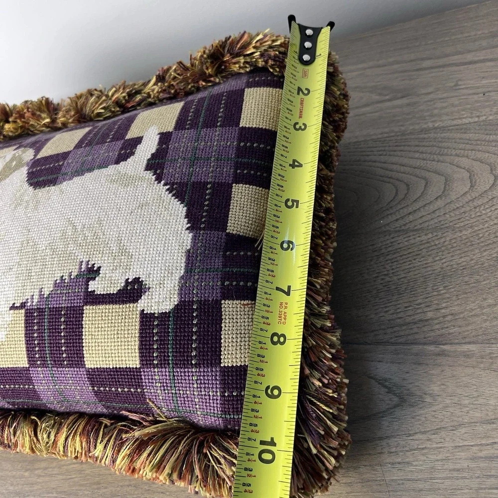 VTG Wool needlepoint Embroidery pillow West Highland White Terrier Dog 15x11